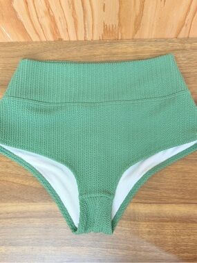 Victoria’s Secret PINK Crinkle High Waist Bikini Bottom Soft Pine Green S